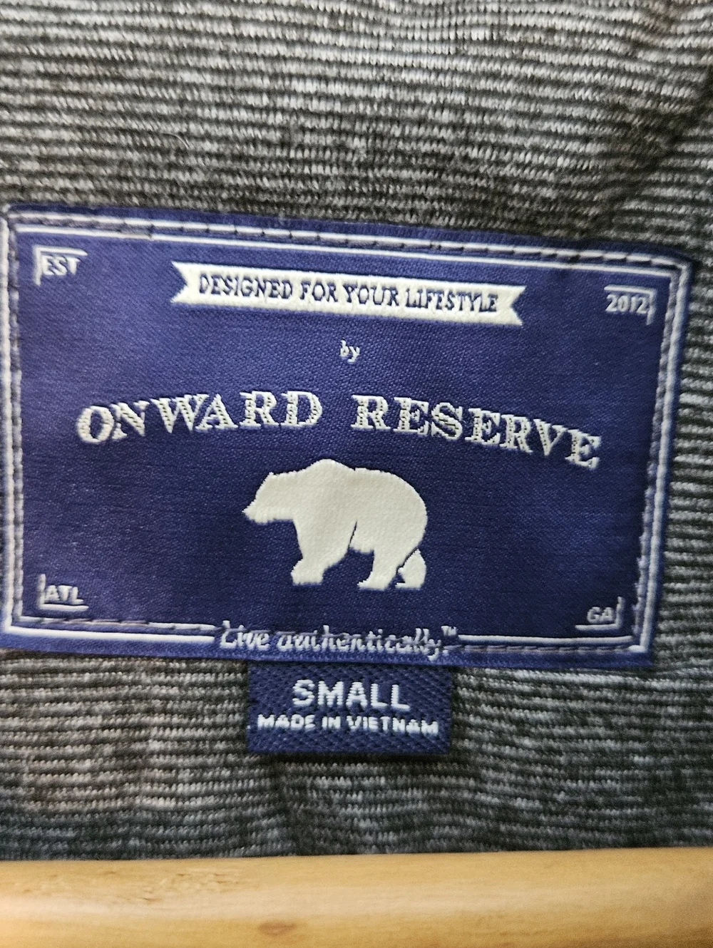 Onward Reserve Candler Quilted Coat Permaloft Blue Gray Zipper Snap Men's S